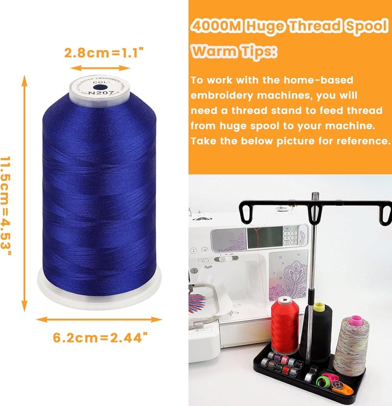 New brothread - Single Huge Spool 4000M Each Polyester Embroidery Machine Thread 40WT for Commercial and Domestic Machines - Blue(Janome Color) - Image 2